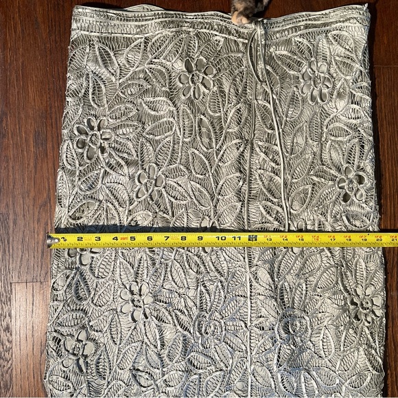 Silken Poetry Sage Green XL 2 Piece Mother of the Bride Dress Crocheted Beaded - Picture 4 of 16